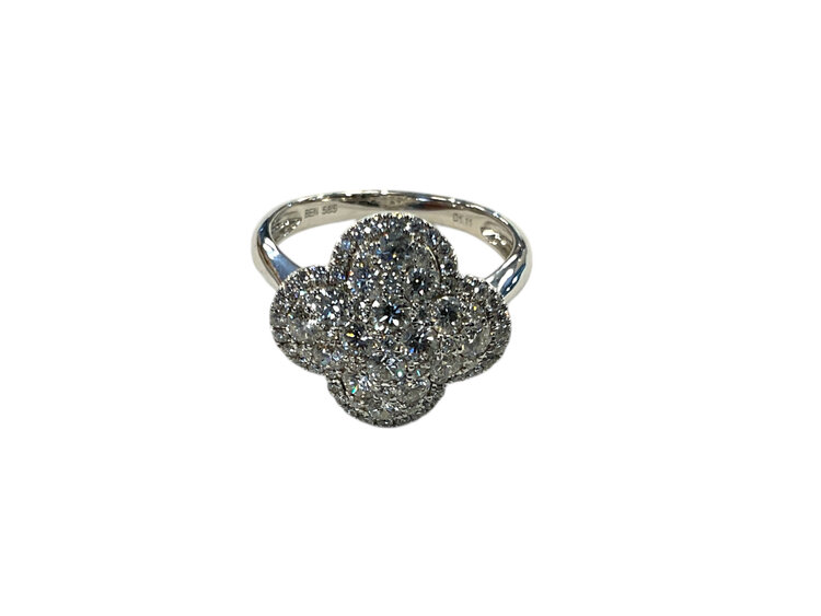 HJ NAMDAR (Y)14K 1.11CT DIAMOND CLOVER RING