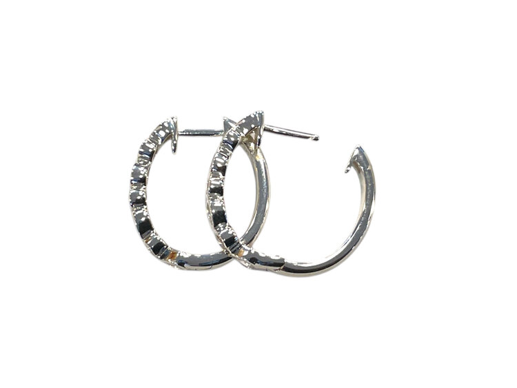 HJ NAMDAR (Y)14K 0.58CT DIAMOND, BEZEL SET PEAR AND ROUND SHAPE DIAMOND HOOPS