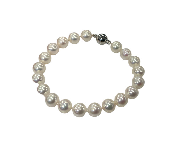 (Y)925 AKOYA 7” PEARL BRACELET, STERLING SILVER MAGNETIC CLASP