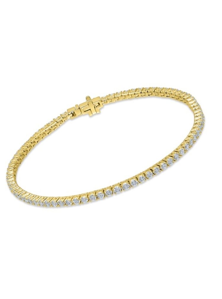 (Y)14KY LG 3.17TDW E-F/VS  72 LAB GROWN DIAMOND TENNIS YELLOW GOLD BRACELET IGI CERTIFIED