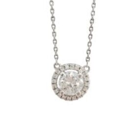 PRIMA NY (Y)14KW 0.50CT RB H VS2 0.16CT HALO PENDANT