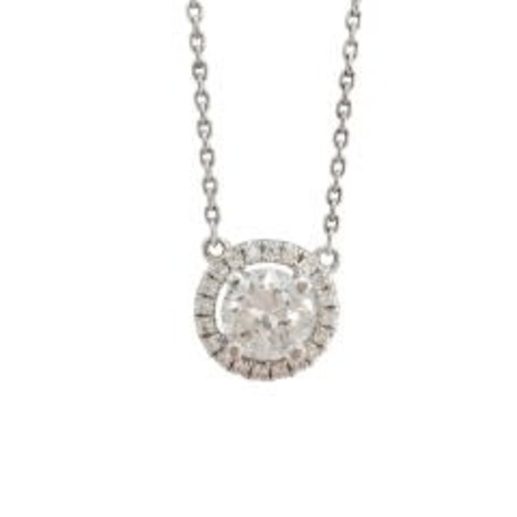 PRIMA NY (Y)14KW 0.50CT RB H VS2 0.16CT HALO PENDANT