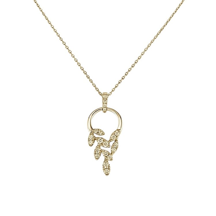 (Y) 14K Yellow Gold .21ct Diamond Pendant With Chain