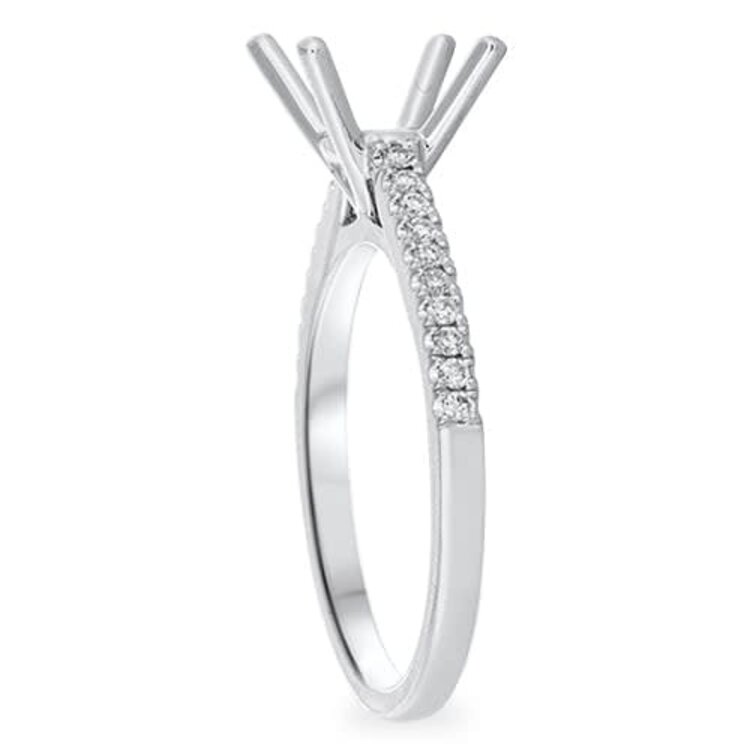 PRIMA NY (R)14KW.16TDW DIA FOR 5.7MM CATHEDRAL STYLE DIAMOND ENGAGEMENT WHITE GOLD SETTING  RING