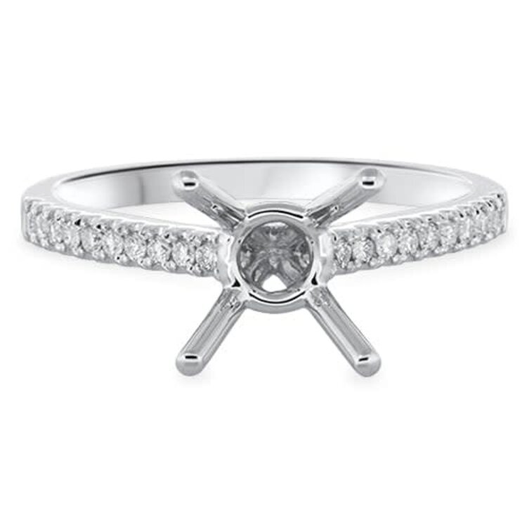 PRIMA NY (R)14KW.16TDW DIA FOR 5.7MM CATHEDRAL STYLE DIAMOND ENGAGEMENT WHITE GOLD SETTING  RING