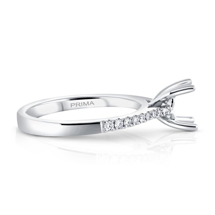 PRIMA NY (R)14KW.17CTW FOR 1CT CENTER FRENCH PAVE DIAMOND WHITE GOLD  SEMI MOUNT RING