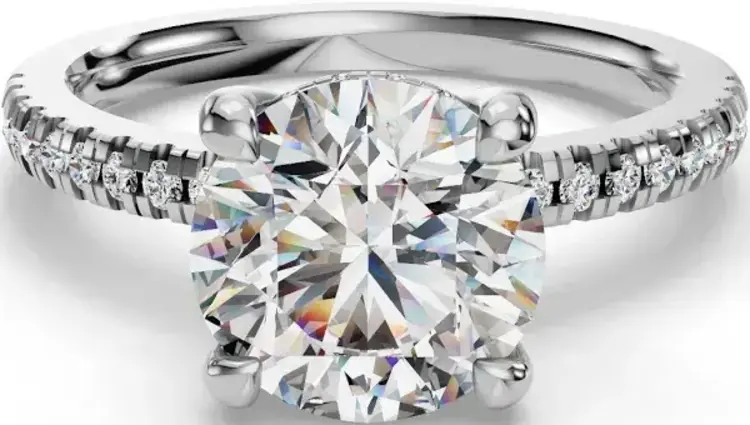 DS DESIGN INC. Z)14K 2.07LAB .51M VS1 E , WHITE GOLD HIDDEN HALO LAB GROWN DIAMOND BRIDAL RING, ROUND CUT CENTER, IGI CERTIFIED #LG706542631