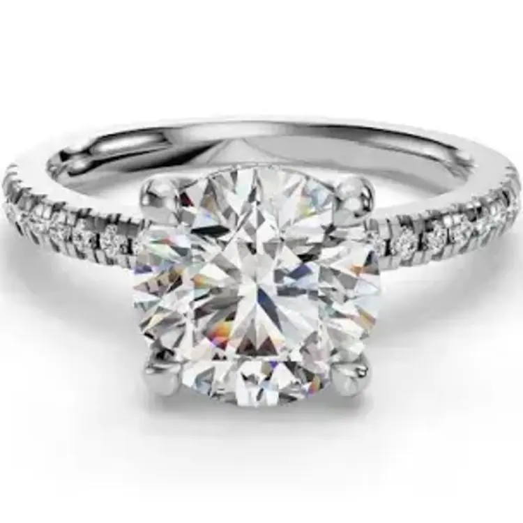 DS DESIGN INC. Z)14K 2.07LAB .51M VS1 E , WHITE GOLD HIDDEN HALO LAB GROWN DIAMOND BRIDAL RING, ROUND CUT CENTER, IGI CERTIFIED #LG706542631