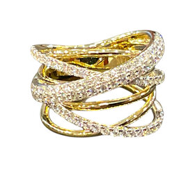 HJ NAMDAR (M)14KTT DIA 1.09CTW DIAMOND CRISSCROSS RING 14K TWO-TONED