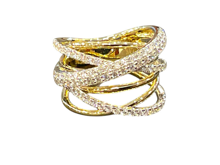 HJ NAMDAR (M)Y 14KTT DIA 1.09CTW DIAMOND CRISSCROSS RING 14K TWO-TONED