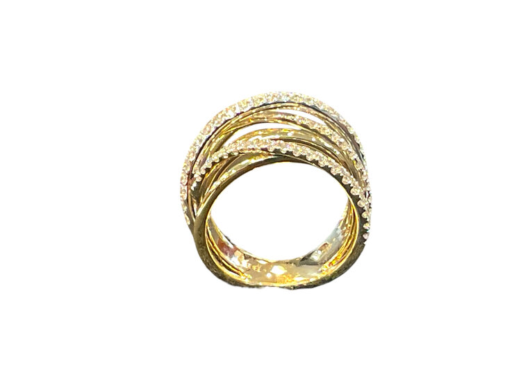 HJ NAMDAR (M)Y 14KTT DIA 1.09CTW DIAMOND CRISSCROSS RING 14K TWO-TONED