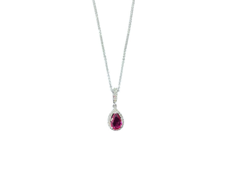 RYAN GEMS INC (Y)14KW .80CT RUBY .15CT DIAMOND PENDANT