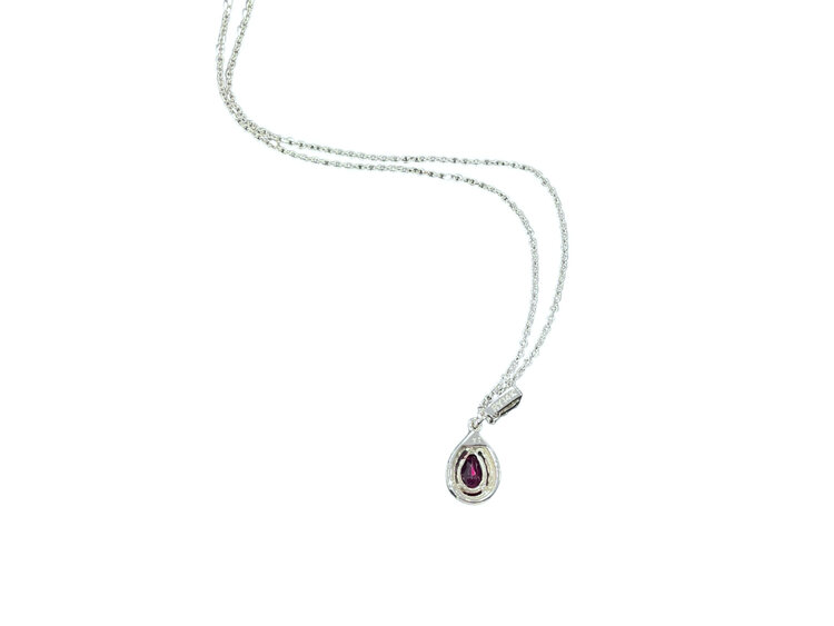 RYAN GEMS INC (Y)14KW .80CT RUBY .15CT DIAMOND PENDANT