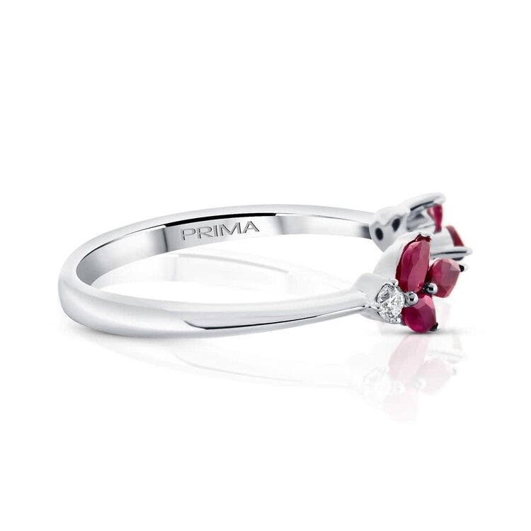 PRIMA NY (R)14KW 0.55TCW RUBY 0.50CT, DIA 0.05CT OPEN CENTER FASHION WHITE GOLD RING