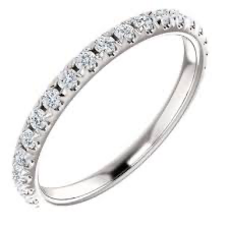 (Y) 14K .21CT SI1 G BAND WHITE GOLD FRENCH SET, 14 ROUND DIAMONDS