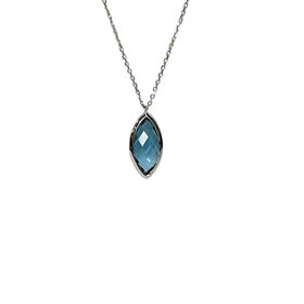 PRIMA NY (R)14KW 5.27CT BL TPZ CHECKERBOARD CUT BLUE TOPAZ BEZEL SET WHITE GOLD NECKLACE