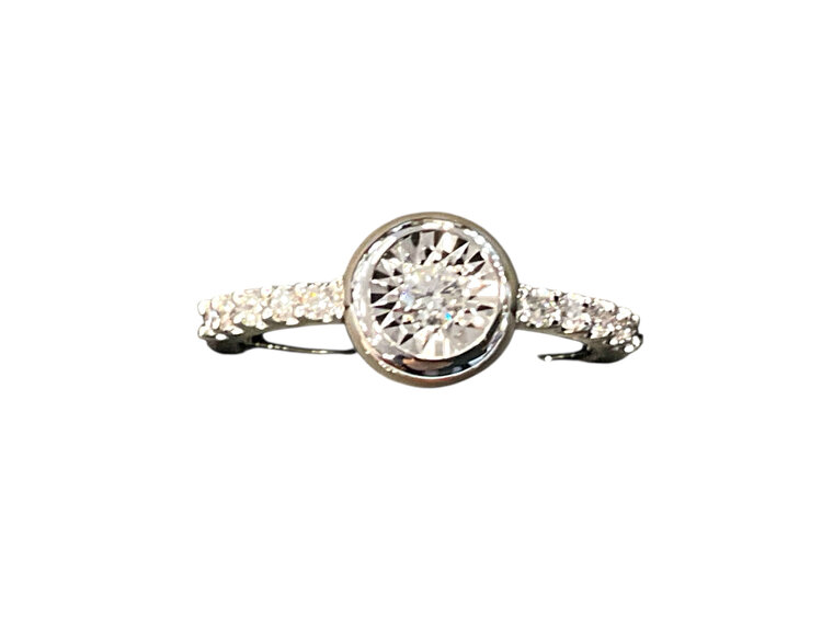 HJ NAMDAR (M)14KW 0.27CTW DIA ROUND DIAMOND BEZEL SOLITAIRE IN 14K WHITE GOLD