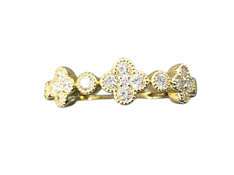 HJ NAMDAR (M)14KY 0.48CTW THREE CLOVER DIAMOND RING IN 14K YELLOW GOLD
