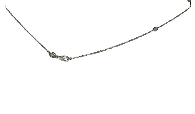 PRIMA NY (R)14KW .24CT ONYX .04CT DIAMOND ON 18” CHAIN CABLE LINK WHITE GOLD PENDANT