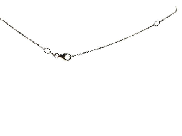 PRIMA NY (Y)14KW .31CT AQ .09TDW DIAMOND AQUAMARINE ROUND WHITE GOLD 18” CABLE CHAIN PENDANT