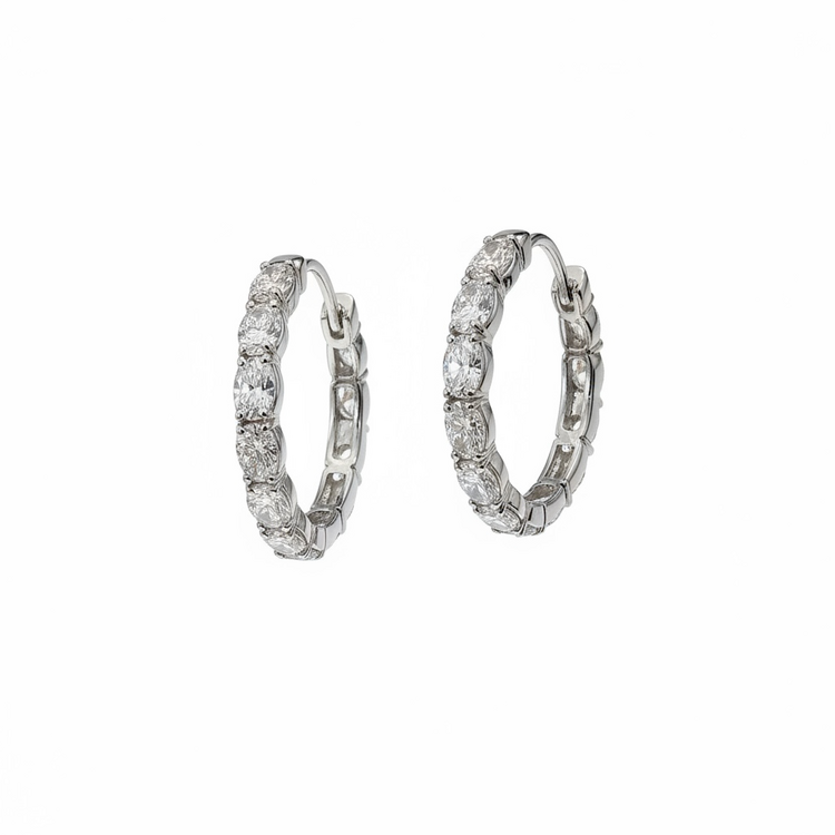 (Y)14KW LG 2.00CT E-F VS1 DIAMOND HOOP EARRINGS