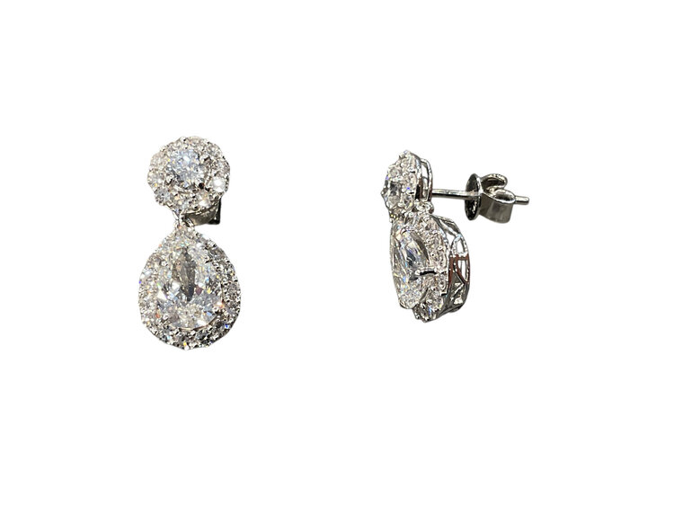 (Y)14K LAB 3.85CTW LABGROWN DIAMOND (H/VS 3.85CTW) PEAR DROP EARRINGS IN 14K WHITE GOLD