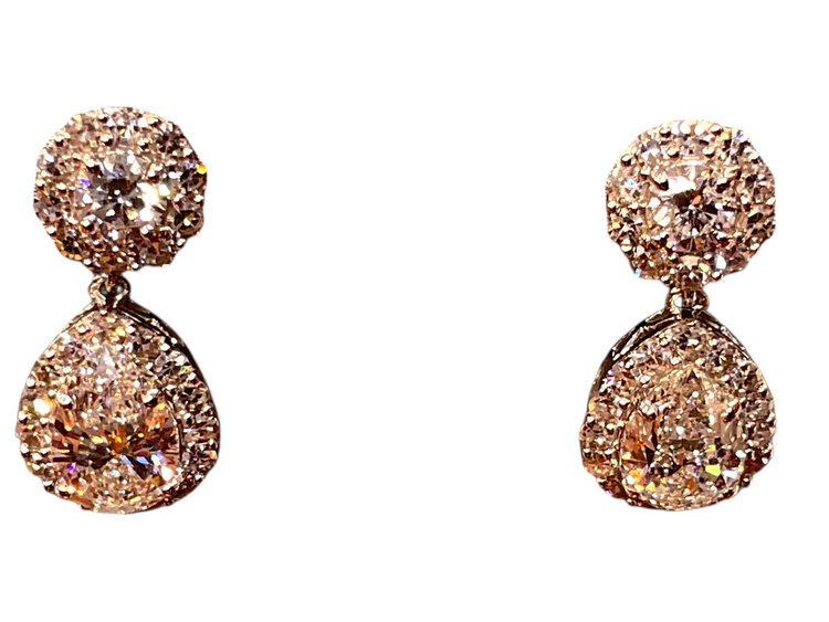 (Y)14K LAB 3.85CTW LABGROWN DIAMOND (H/VS 3.85CTW) PEAR DROP EARRINGS IN 14K WHITE GOLD