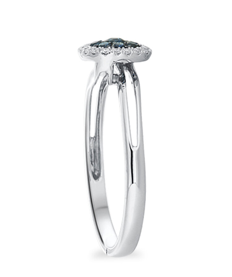 PRIMA NY (Y)14KW .20CTW SAPPH .07CTW ROUND DIAMONDS & SAPPHIRES WHITE GOLD RING