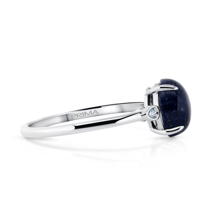 PRIMA NY (Y)14KW 1.64CT LAPIS .02CTW DIAMOND WHITE GOLD RING