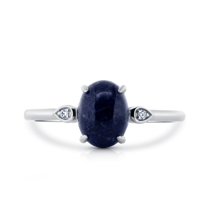 PRIMA NY (Y)14KW 1.64CT LAPIS .02CTW DIAMOND WHITE GOLD RING
