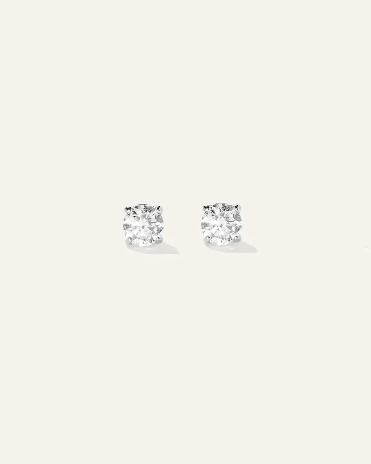 DS DESIGN INC. (M)14K LAB 0.55CTW ROUND DIAMOND FOUR-PRONG STUD EARRINGS IN 14K WHITE GOLD