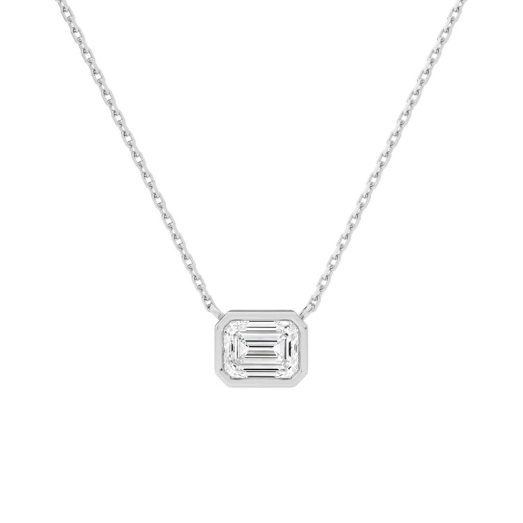 DS DESIGN INC. (R)10K LAB 1.03 CT LABGROWN EMERALD CUT DIAMOND IN 10K WHITE GOLD