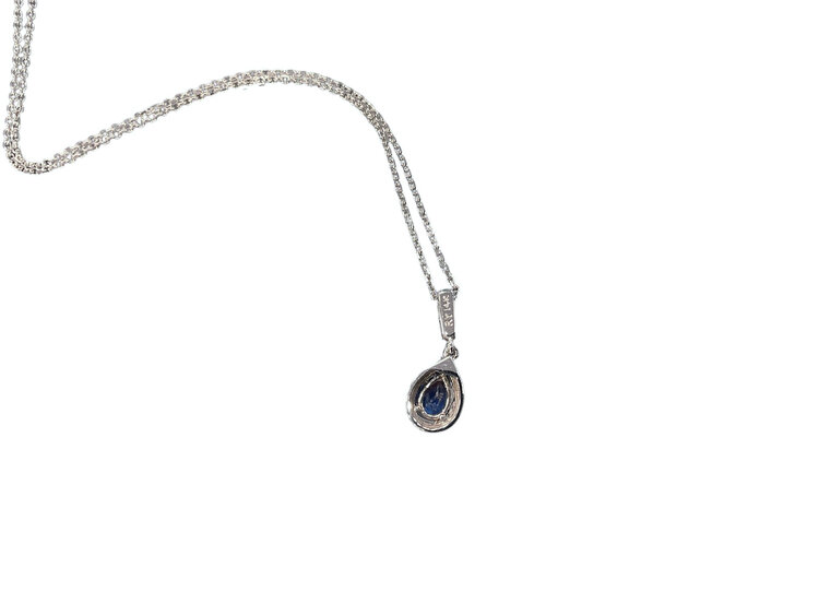 RYAN GEMS INC (Y)14KW .80 SAPH .10 DIA PEAR CUT PENDANT
