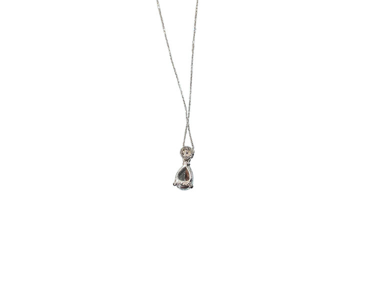 RYAN GEMS INC (Y)14KW 1.30CT AQUA .11CT DIA PEAR CUT PENDANT