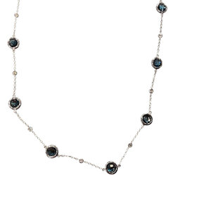 RYAN GEMS INC (Y)14KW 11.70CT BLUE TOPAZ .32CT DIAMONDS BY THE YARD NECKLACE