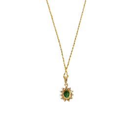 (Y)14KY .50CT EMERALD .20CT DIAMOND PENDANT