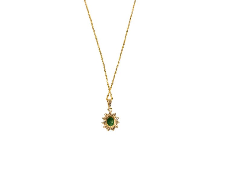 (Y)14KY .50CT EMERALD .20CT DIAMOND PENDANT