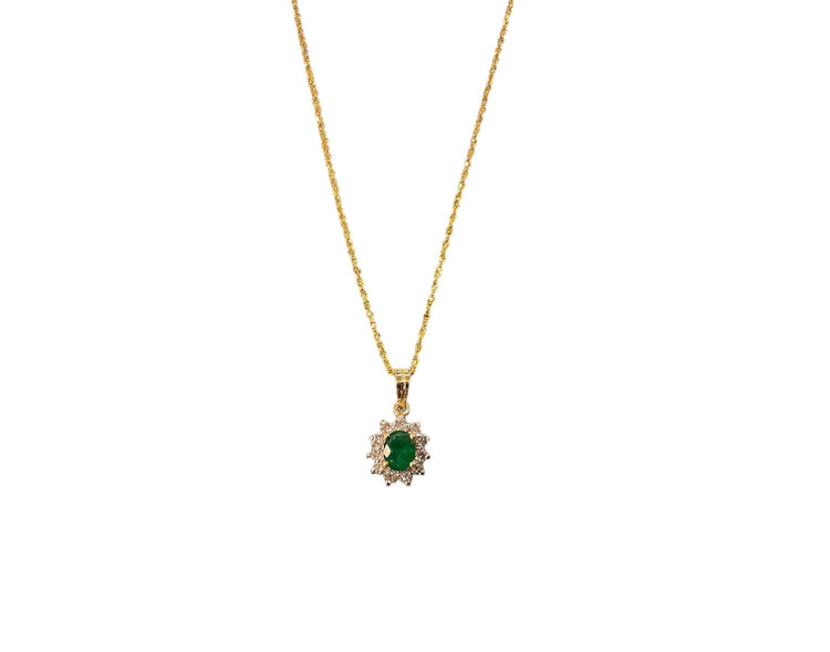 (Y)14KY .50CT EMERALD .20CT DIAMOND PENDANT