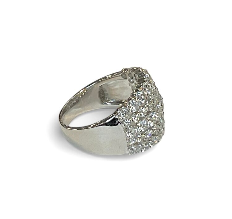 SAVIOA (Y)18KW 2.87TDW VVS E DIAMONDS BY SAVIOA ITALY 7 ROW WHITE GOLD FASHION RING