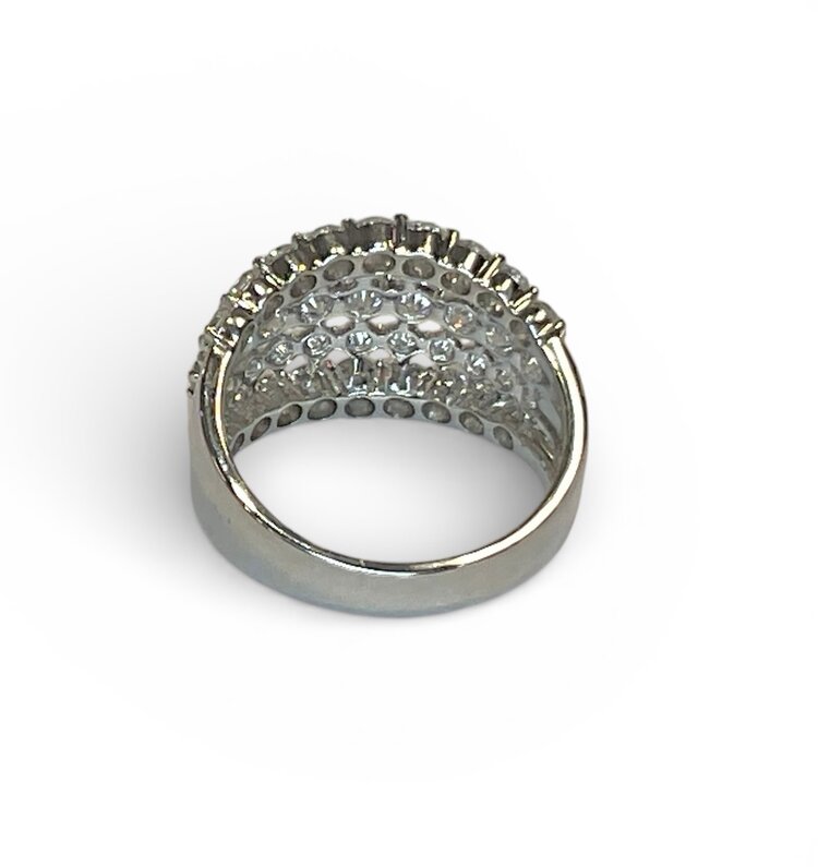 SAVIOA (Y)18KW 2.87TDW VVS E DIAMONDS BY SAVIOA ITALY 7 ROW WHITE GOLD FASHION RING