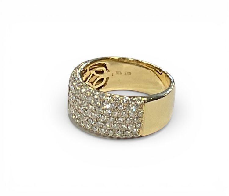 (R)14KY 1.96TDW DIAMOND VS1 E PAVE YELLOW GOLD CIGAR  BAND