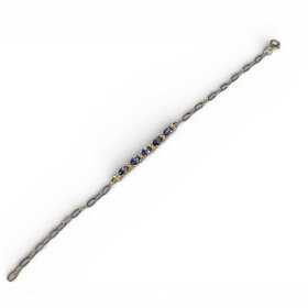 Roman + Jules (R)14KY 0.14CT DIA 1.50CT SAPPHIRE 5 OVAL CUT W/ DIAMOND STATIONS CENTERED ON OVAL LINK BRACELET