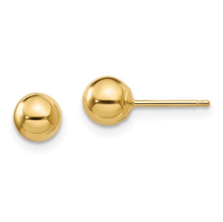 (Y)14KY 6MM BALL POST EARRING STUDS SILICONE FRICTION BACK