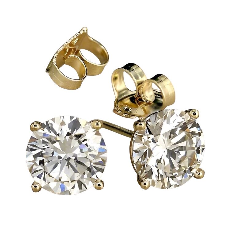 DS DESIGN INC. (Y) 14KY 1.50CT LAB VS1 E STUDS , YELLOW GOLD LAB GROWN DIAMOND STUD EARRINGS