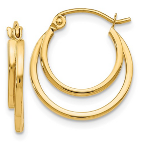 (Y) 14K DOUBLE HOOP EARRINGS DESIGN 1.1 GRAMS