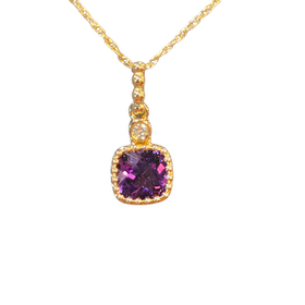 (Y) 14K .48AM .01DIA , YELLOW GOLD AMETHYST AND SIAMOND PENDANT