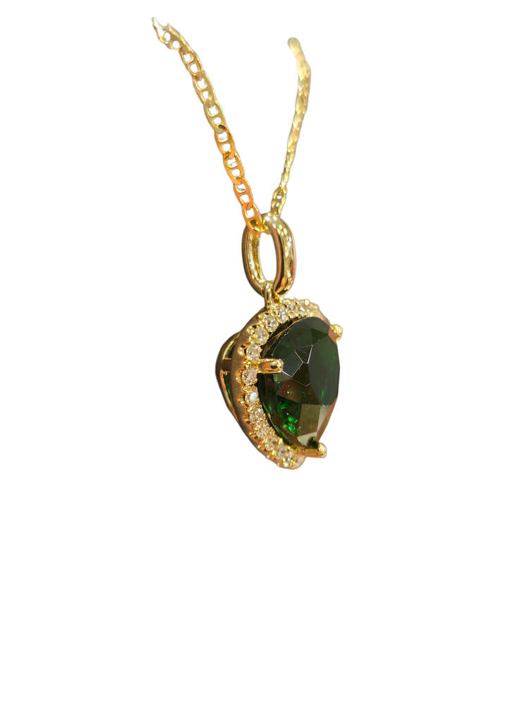 (Z) 14K 2.79TM .16DI, YELLOW GOLD TRILLION CUT NATURAL GREEN TOURMALINE AND .16CT OF NATURAL DIAMONDS VS1 F