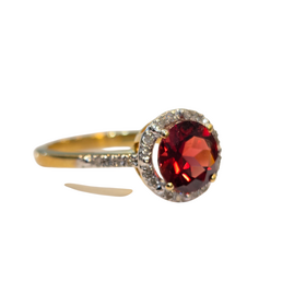 (Z) 10K 1CT GAR .20DIA YELLOW GOLD RING WITH GARNET AND DIAMOND