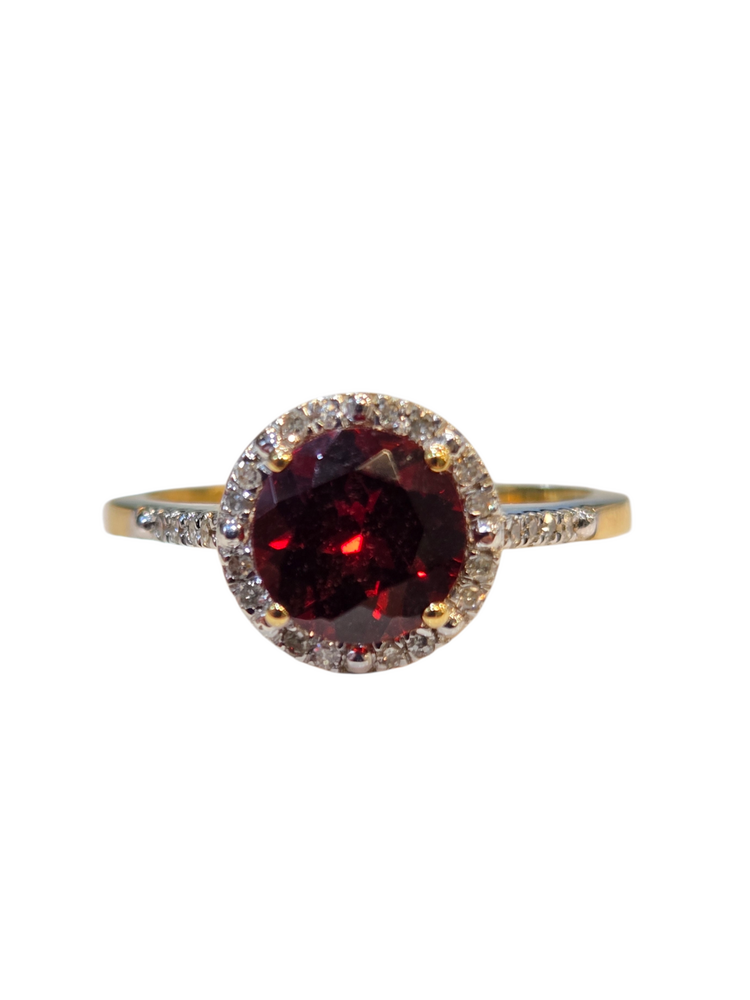(Z) 10K 1CT GAR .20DIA YELLOW GOLD RING WITH GARNET AND DIAMOND