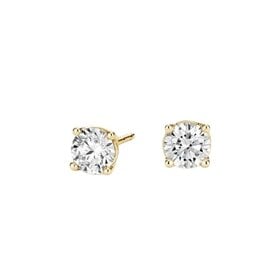 (Y) 14K YG  1 1/4CT EF VS LAB GROWN STUD EARRING, YELLOW GOLD, BASKET SETTING, MEDIUM PUSH BACK